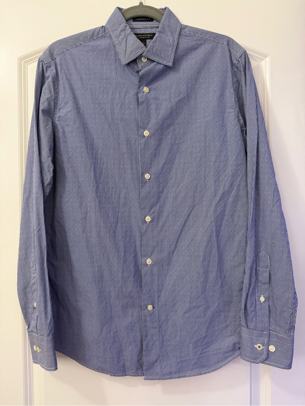Banana Republic Men's Blue Micro-Striped Dress Shirt